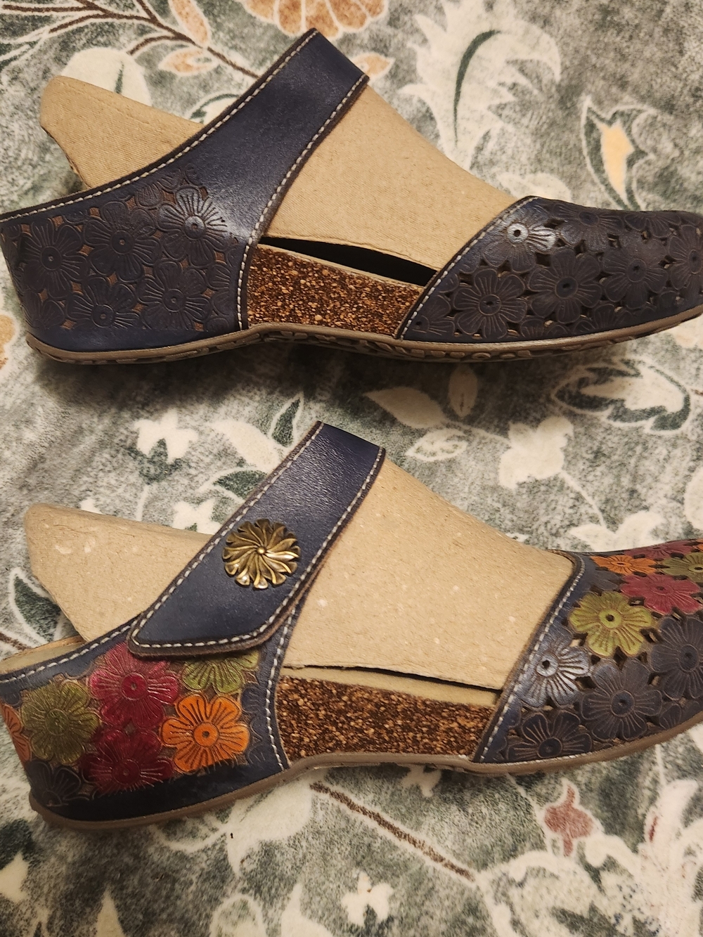 Spring Step L'Artiste Spikey clogs Sz 7.5 Blue Strappy Sandal 38eu Worn Once! - Picture 3 of 10